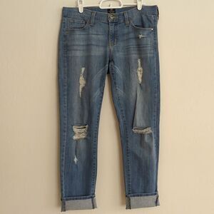 Just Black Denim Destroyed Ankle Crop Blue Jean - Size 26